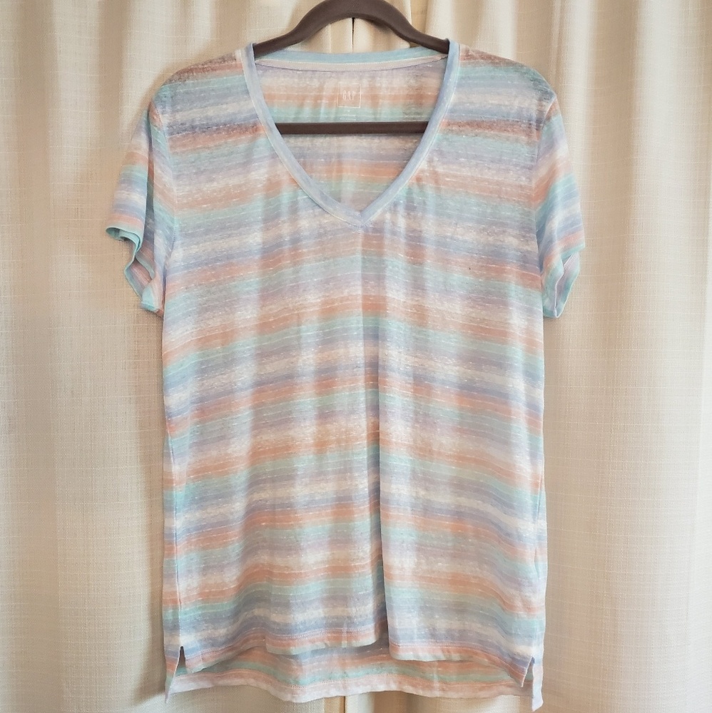 Gap pastel striped sheer t shirt size M